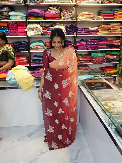 Saree un stiched blouse SLS 100