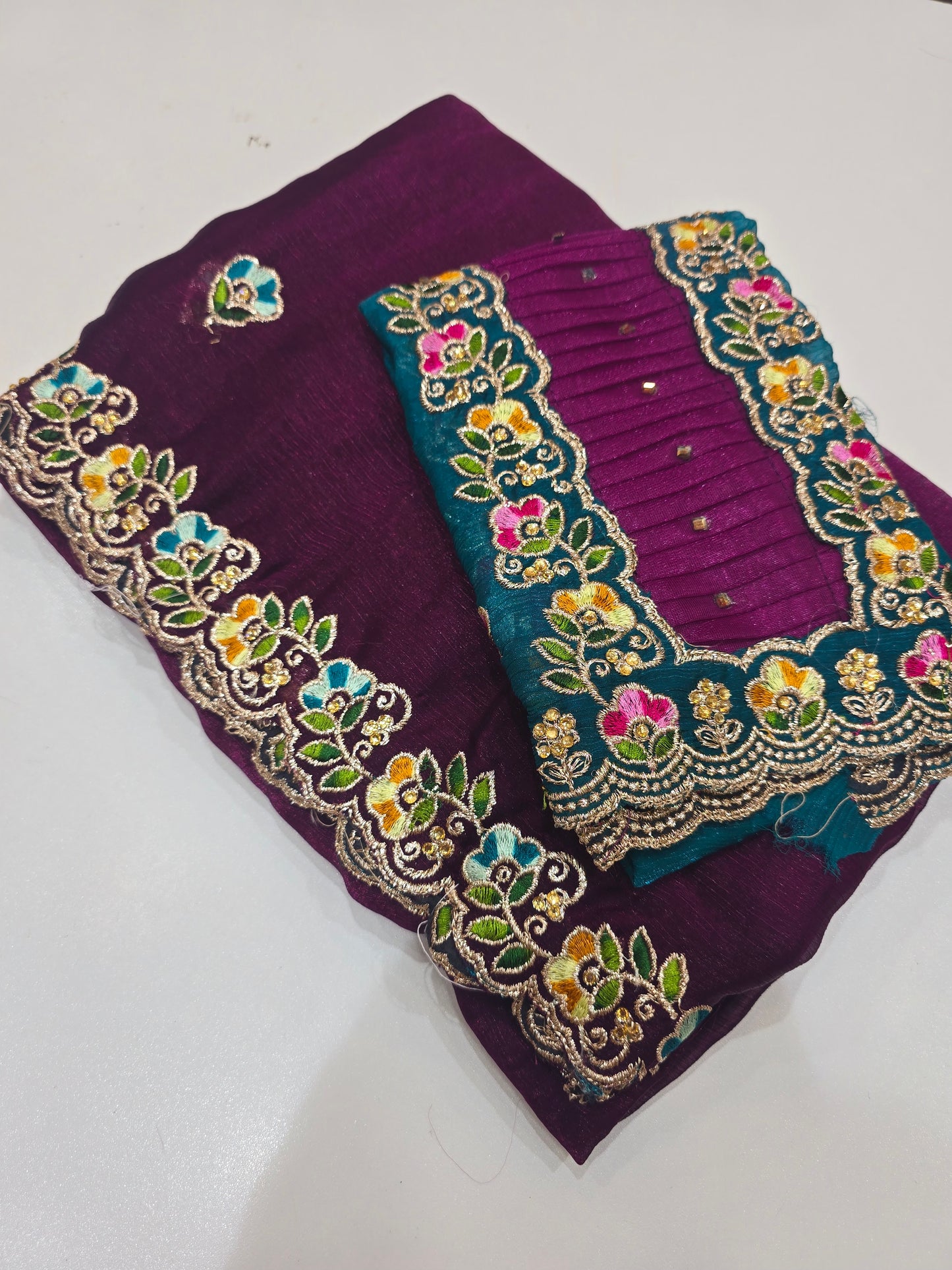 Saree un stiched blouse  code SLS 251