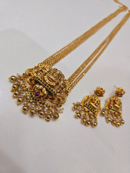 Long dollar chandraharam  with earrings Code SLS 447 J