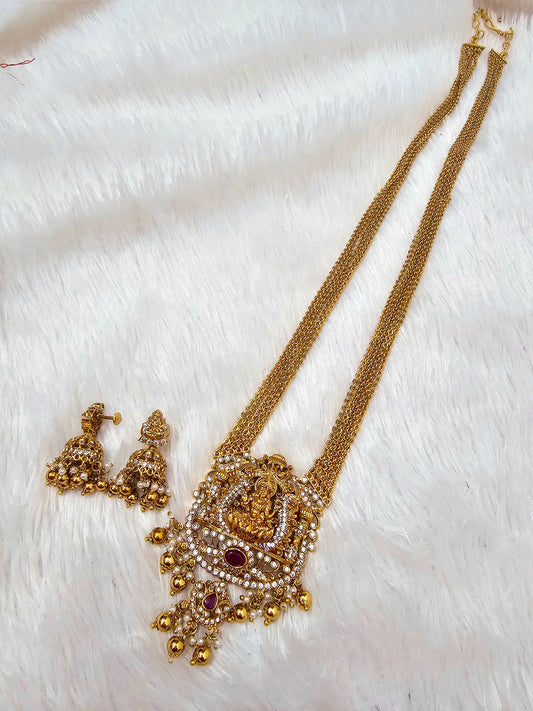 Long  dolor chandraharam  with earrings 594J