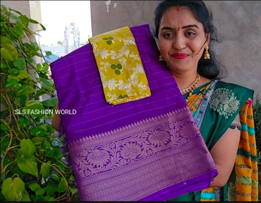 Saree un stiched blouse code SLS 531  Free Gift