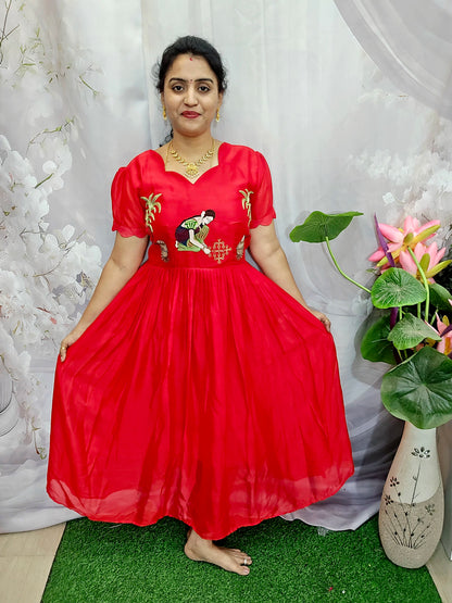 RED maxi FROCK Code SLS  425