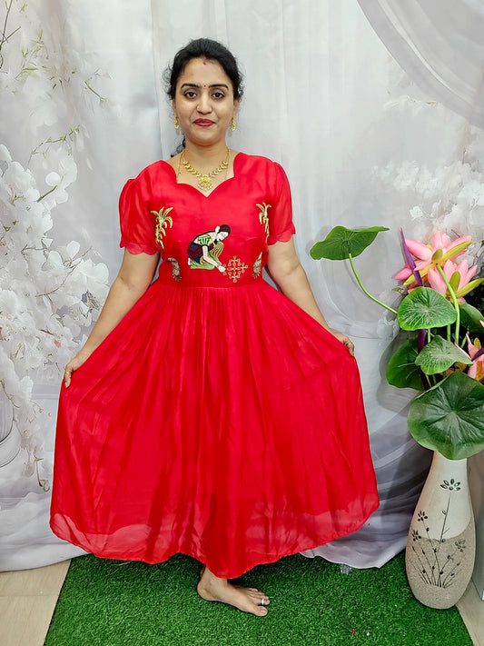 RED maxi FROCK Code SLS  425