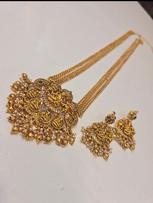 Long  chandraharam with earrings code SLS 429J