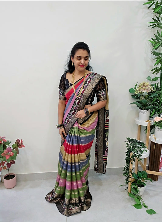 Code SLS 206  saree un stiched blouse