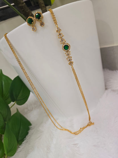 2 lines chandraharam ( moop chain )   with earrings 365 J