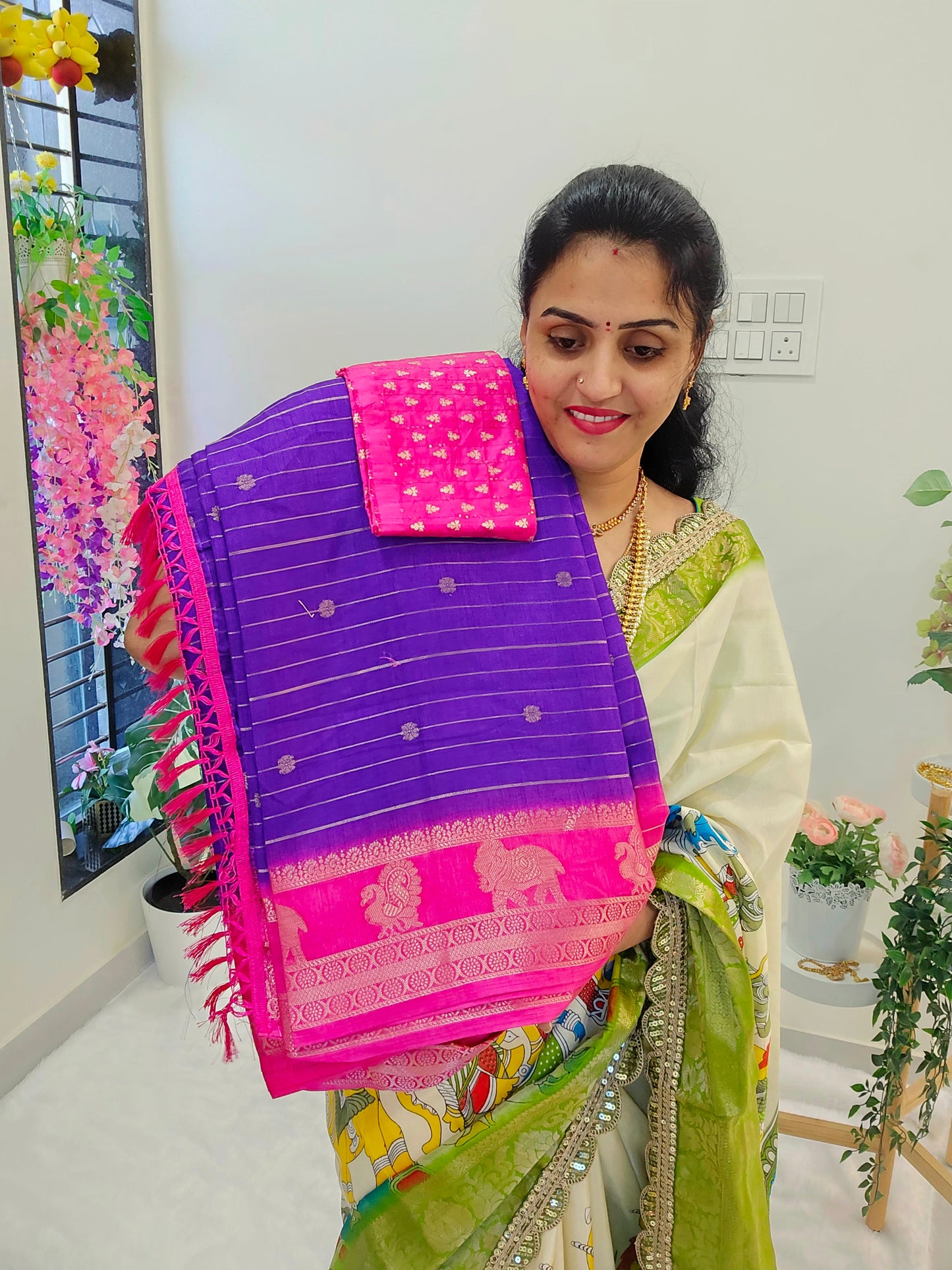 saree un stitched blouse - SLS 225
