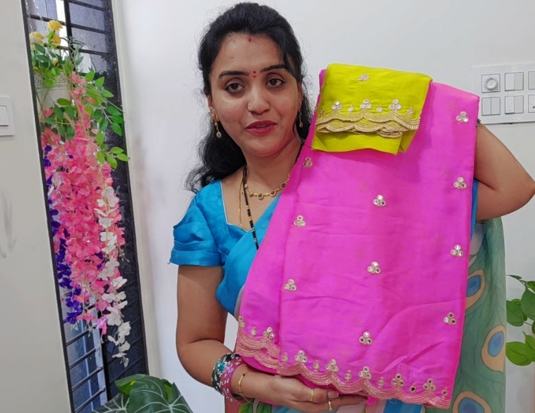 Saree un stiched blouse code SLS  350