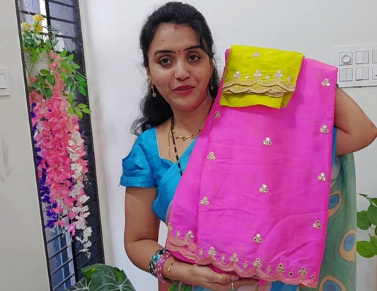 Saree un stiched blouse code SLS  350