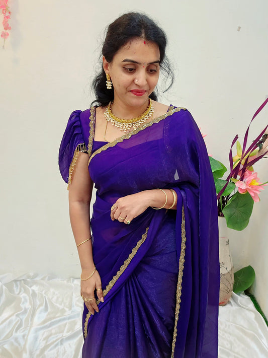 Purple color Saree un stiched blouse code SLS code SLS 312