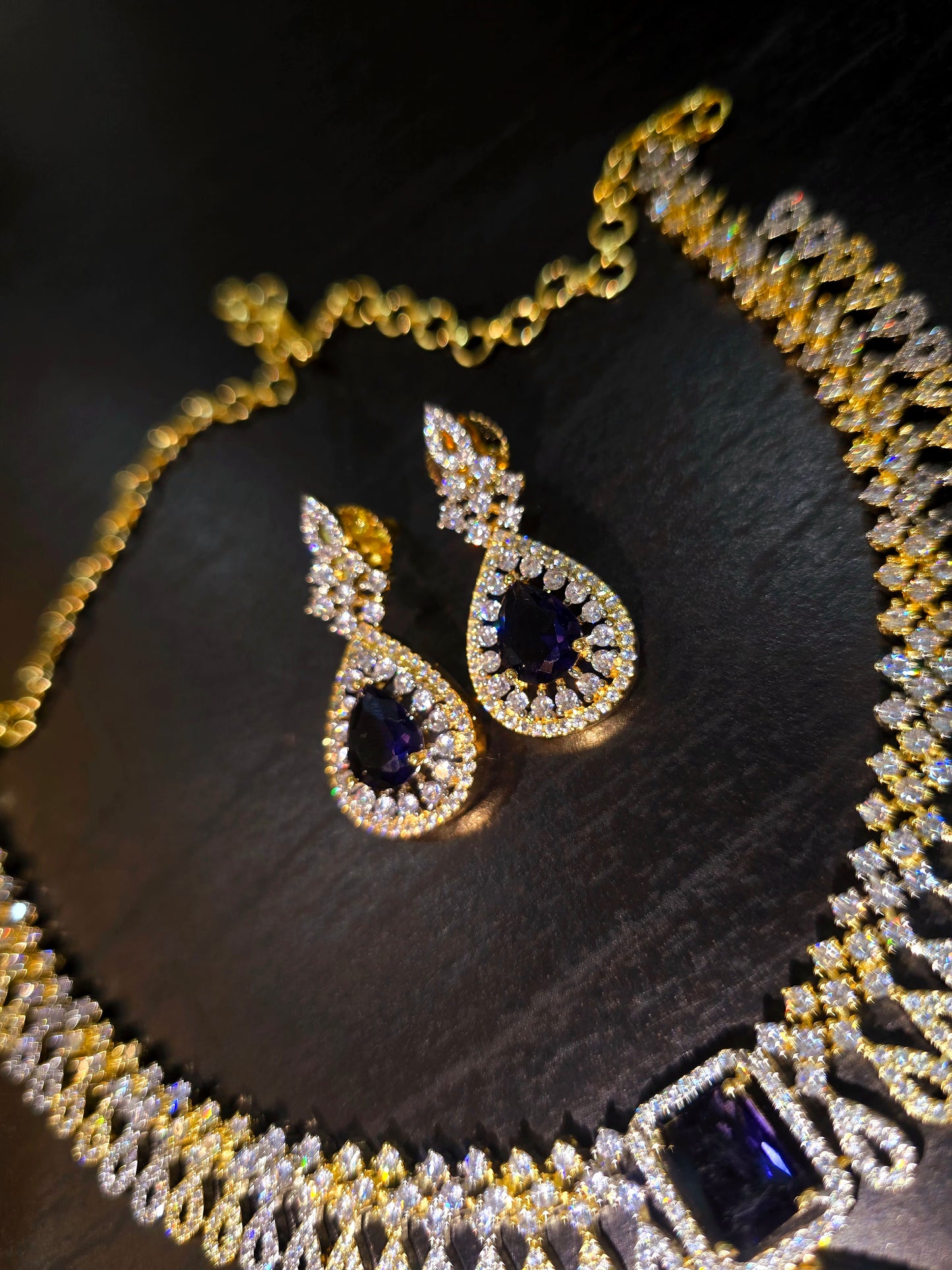 Neck set with earrings Code SLS  339 J purple color