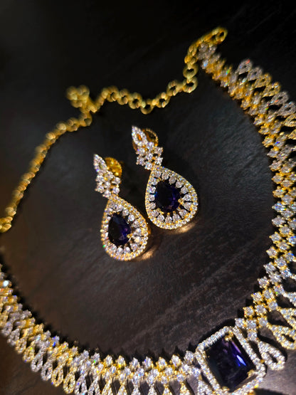 Neck set with earrings Code SLS  339 J purple color