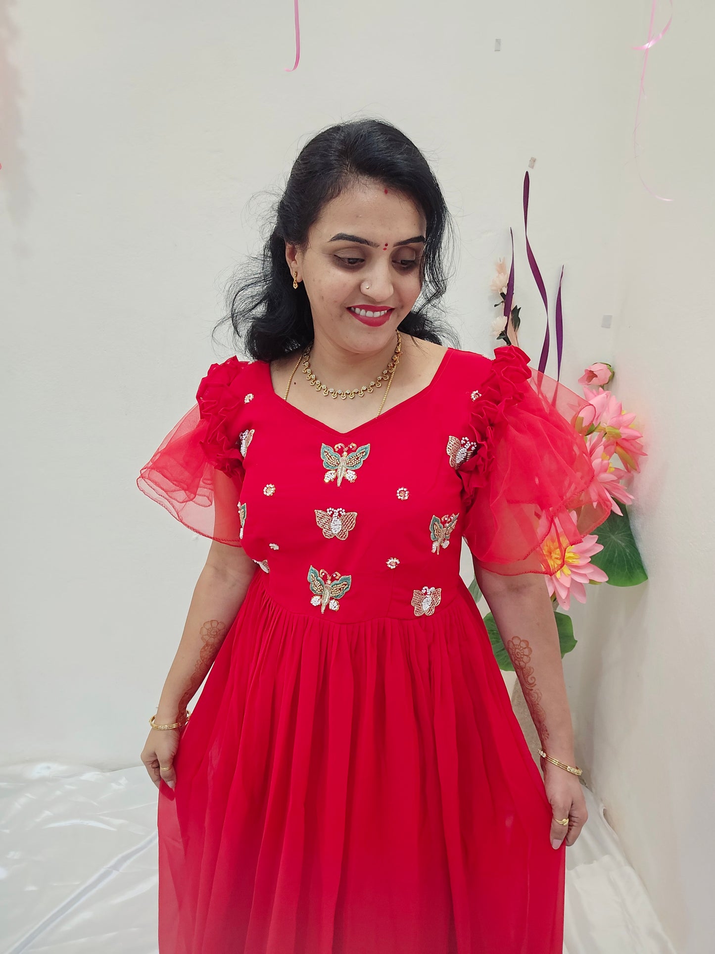 Maggom work Frock  code SLS 273