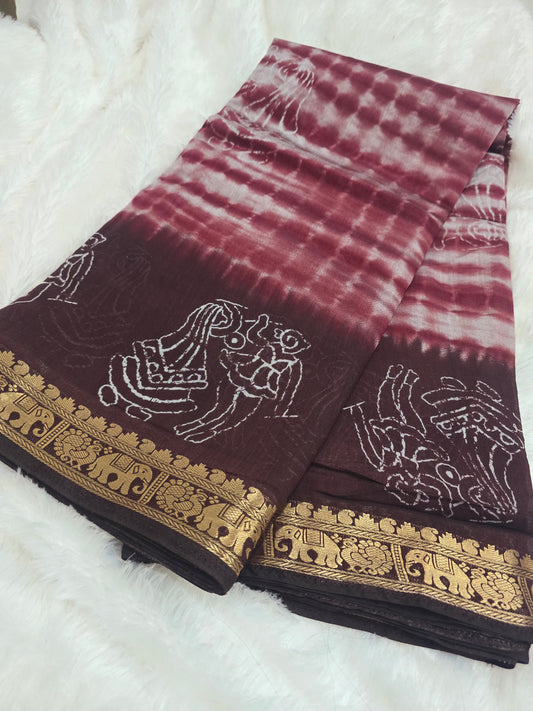 Saree un stiched blouse code SLS 371 meroon coffee