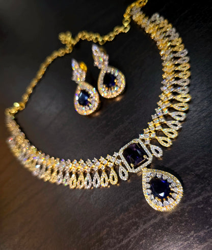 Neck set with earrings Code SLS  339 J purple color