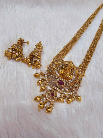 Long  dolor chandraharam  with earrings 594J
