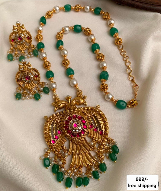Pree booking only Green Mala with earrings code SLS 732J