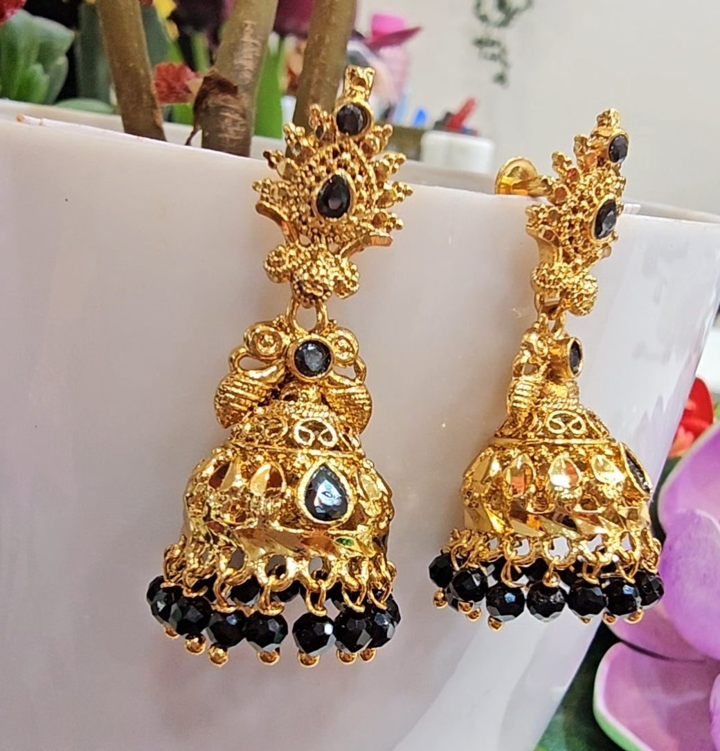 Screw back Earrings ( Black)- SLS88J