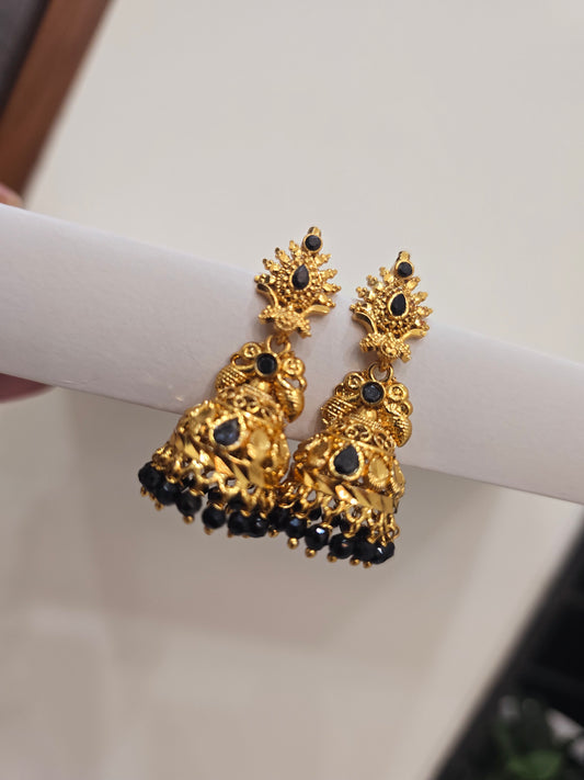 screw back  earrings(black) - SLS 244J