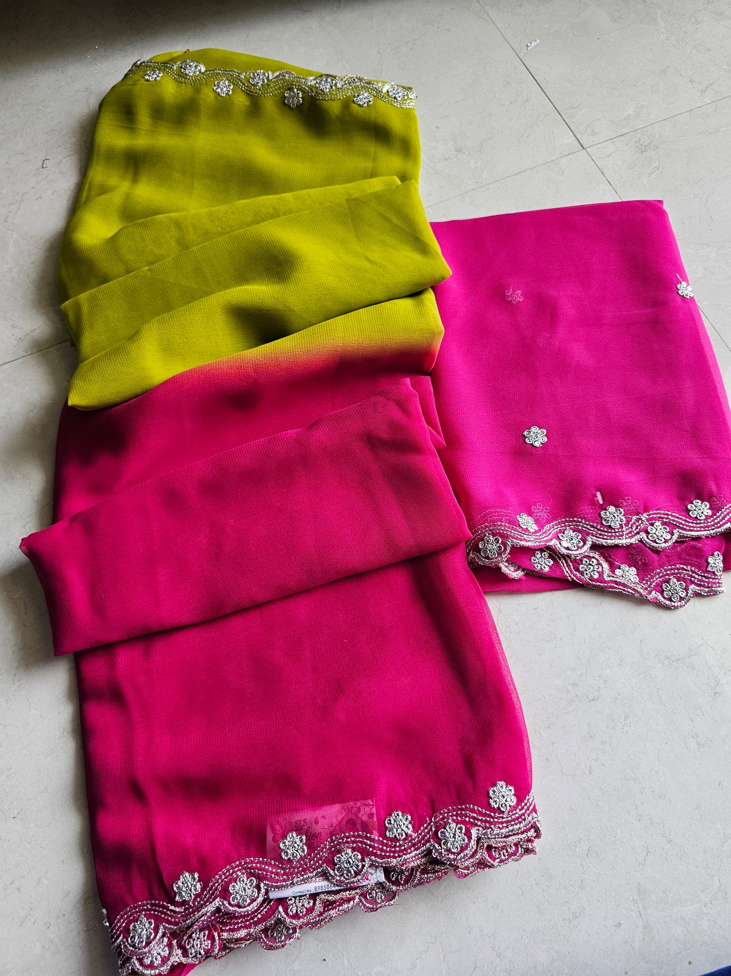 3D georgette cut work saree -SLS41