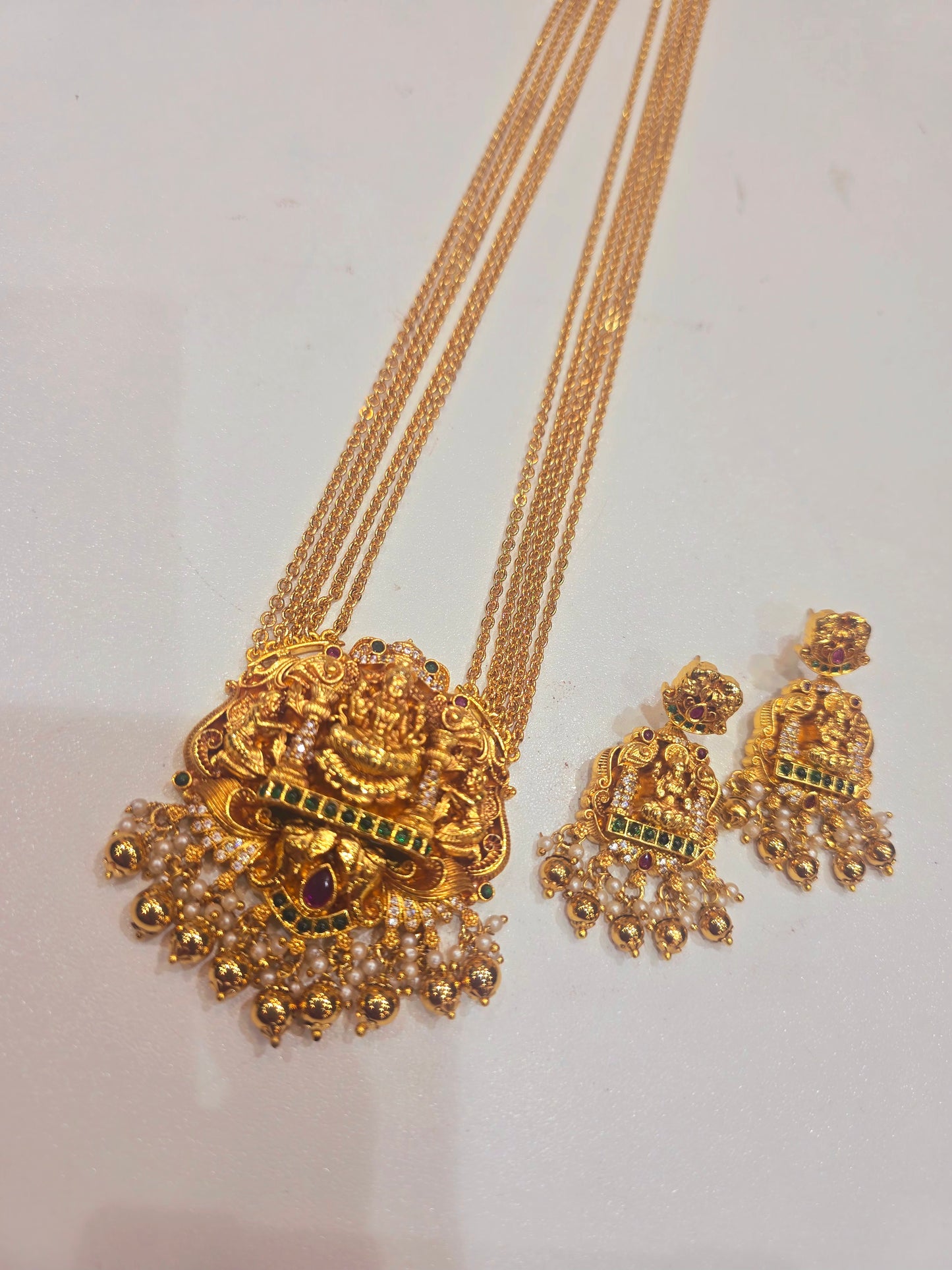Long chandraharam with earrings code SLS 241 J