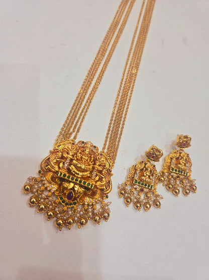 Long chandraharam with earrings code SLS 241 J