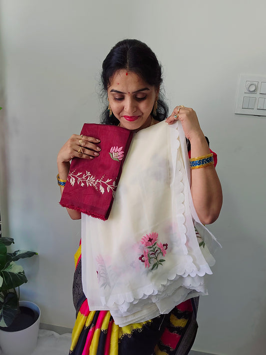 Saree un stiched blouse code SLS 285