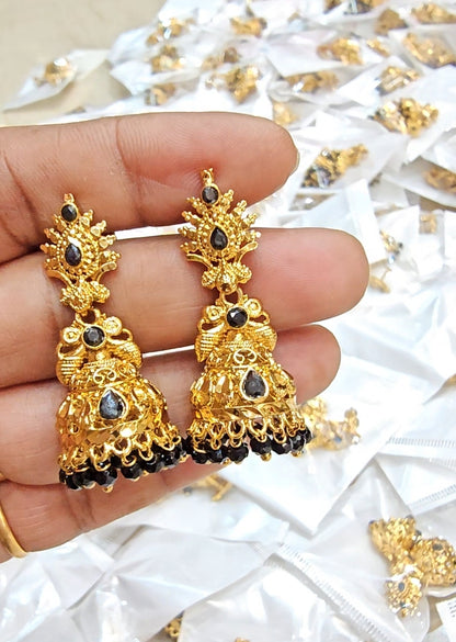 Screw back Earrings ( Black)- SLS88J