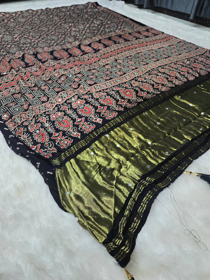 Black color  Saree un stiched blouse code SLS  651
