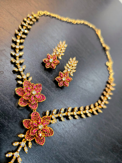 Neck set with earrings green code SLS 381J