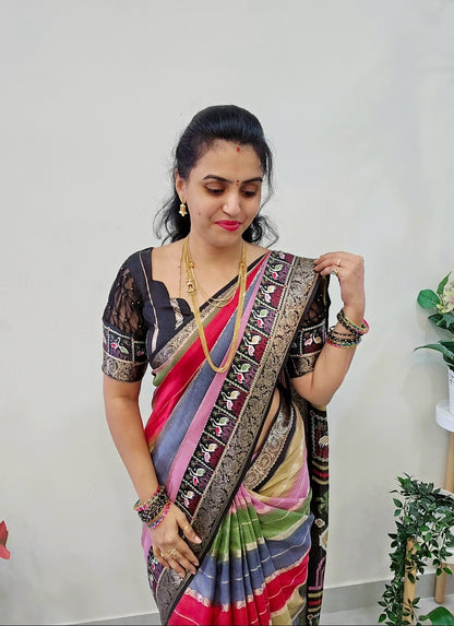 Code SLS 206  saree un stiched blouse