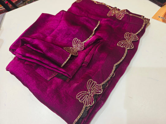 Saree un stiched blouse code SLS  250
