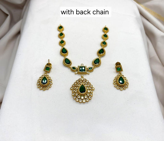 Code sls 218J  emeral neck set with earrings