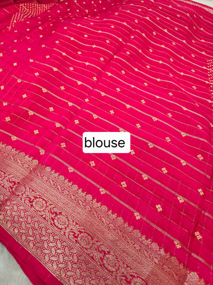 Pink color Saree un stiched blouse code SLS 296