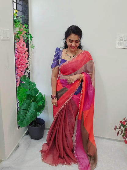 Saree un stiched blouse code SLS 298