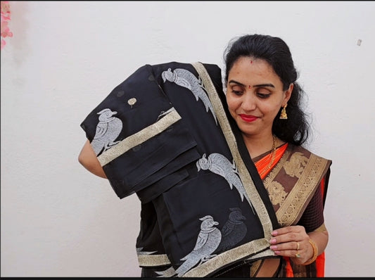 Saree un stiched blouse code SLS  405