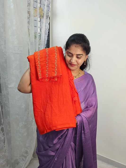 Saree un stiched blouse code SLS 631