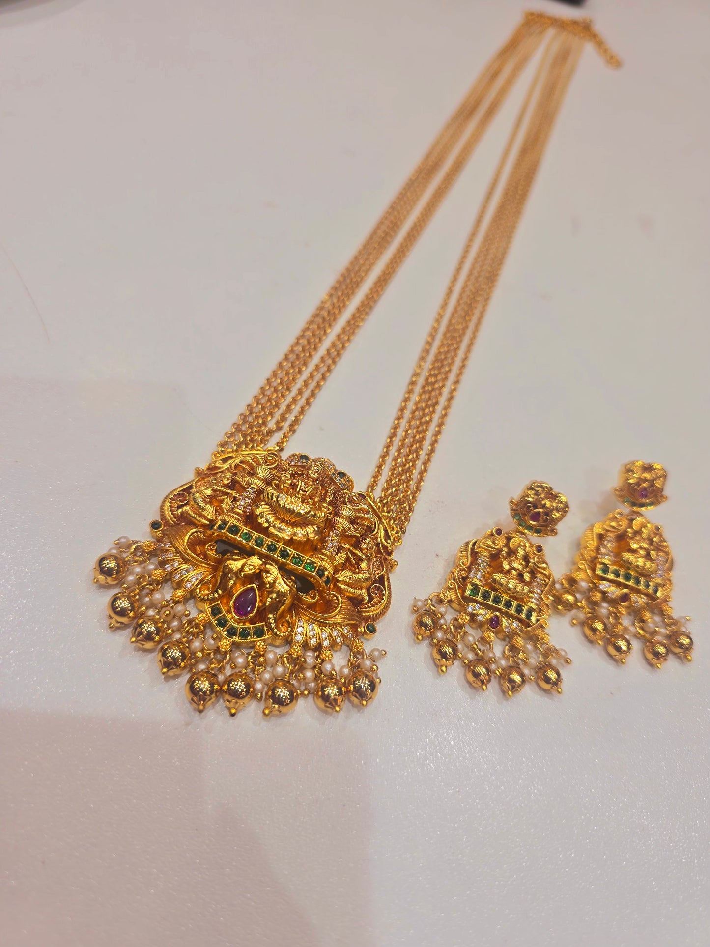 Long chandraharam with earrings code SLS 241 J