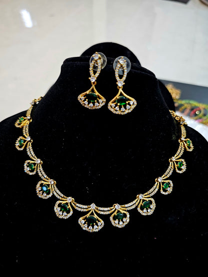 Green Neck set with earrings code SLS 438 J