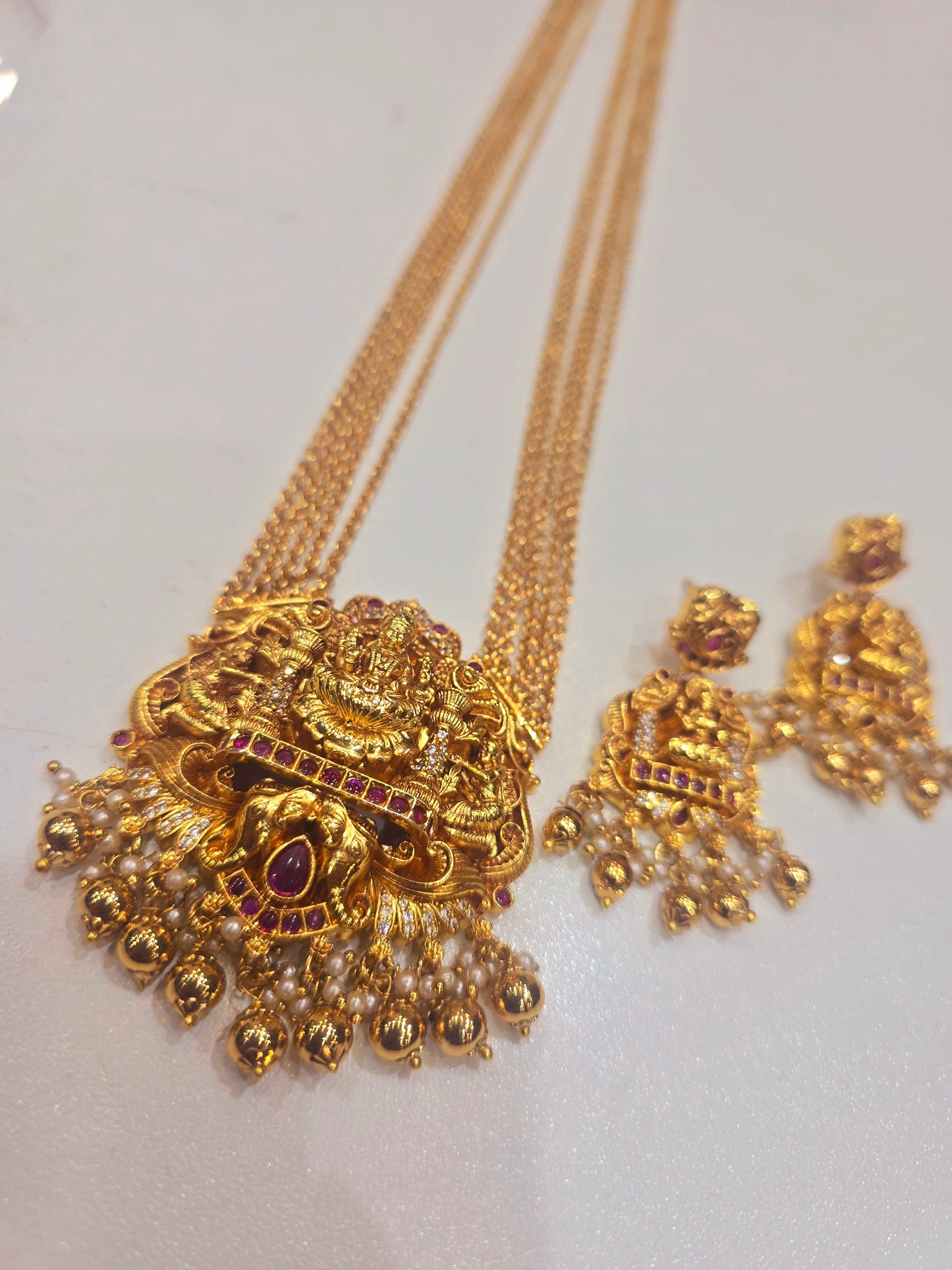 Long chandraharam with earrings code SLS 241 J