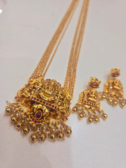 Long chandraharam with earrings code SLS 241 J