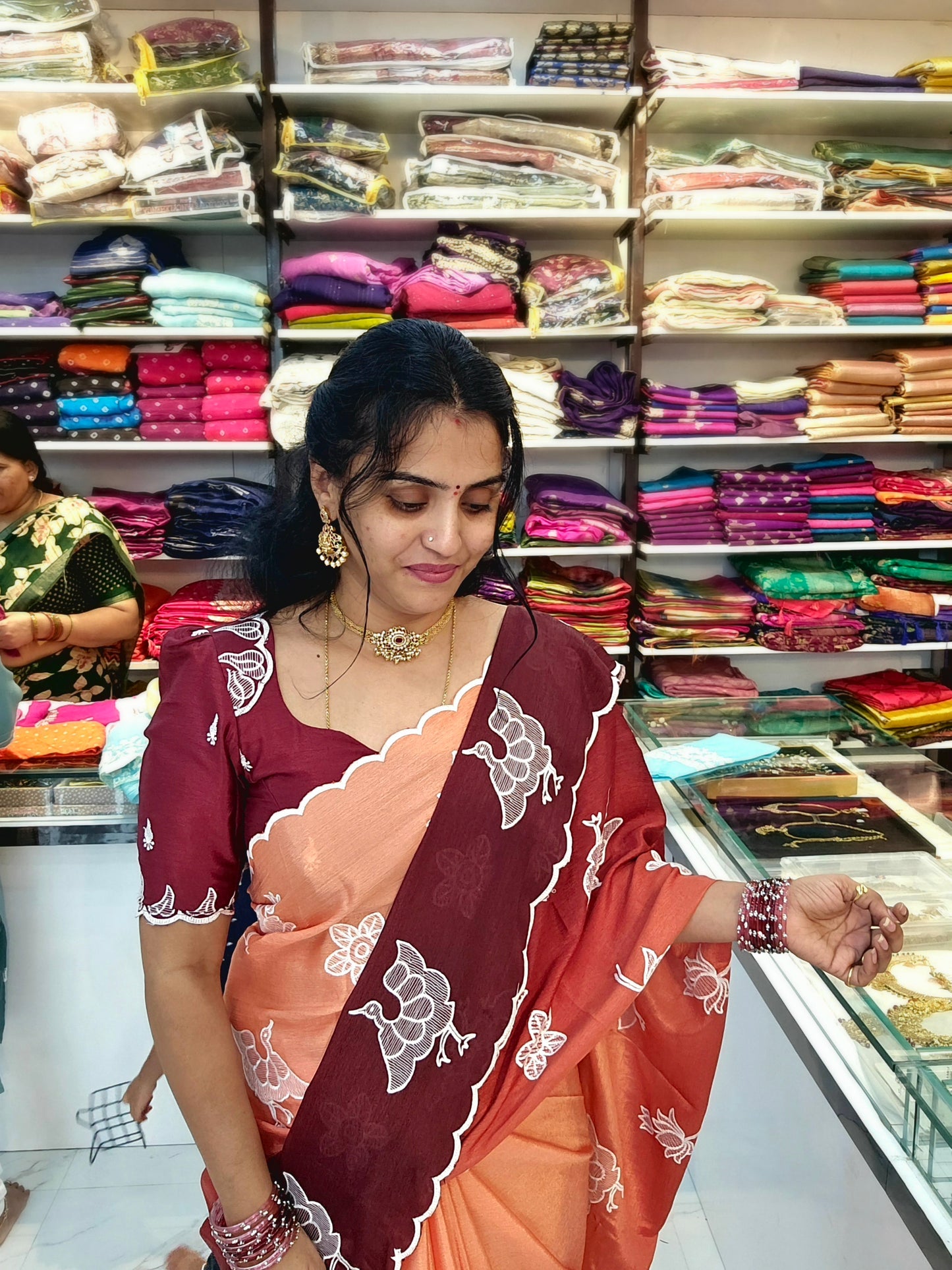 Saree un stiched blouse SLS 100