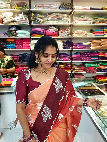 Saree un stiched blouse SLS 100