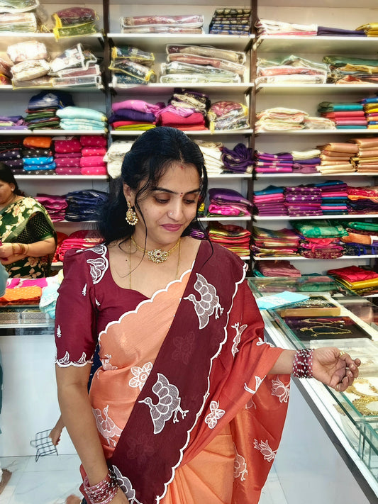 Saree un stiched blouse SLS 100