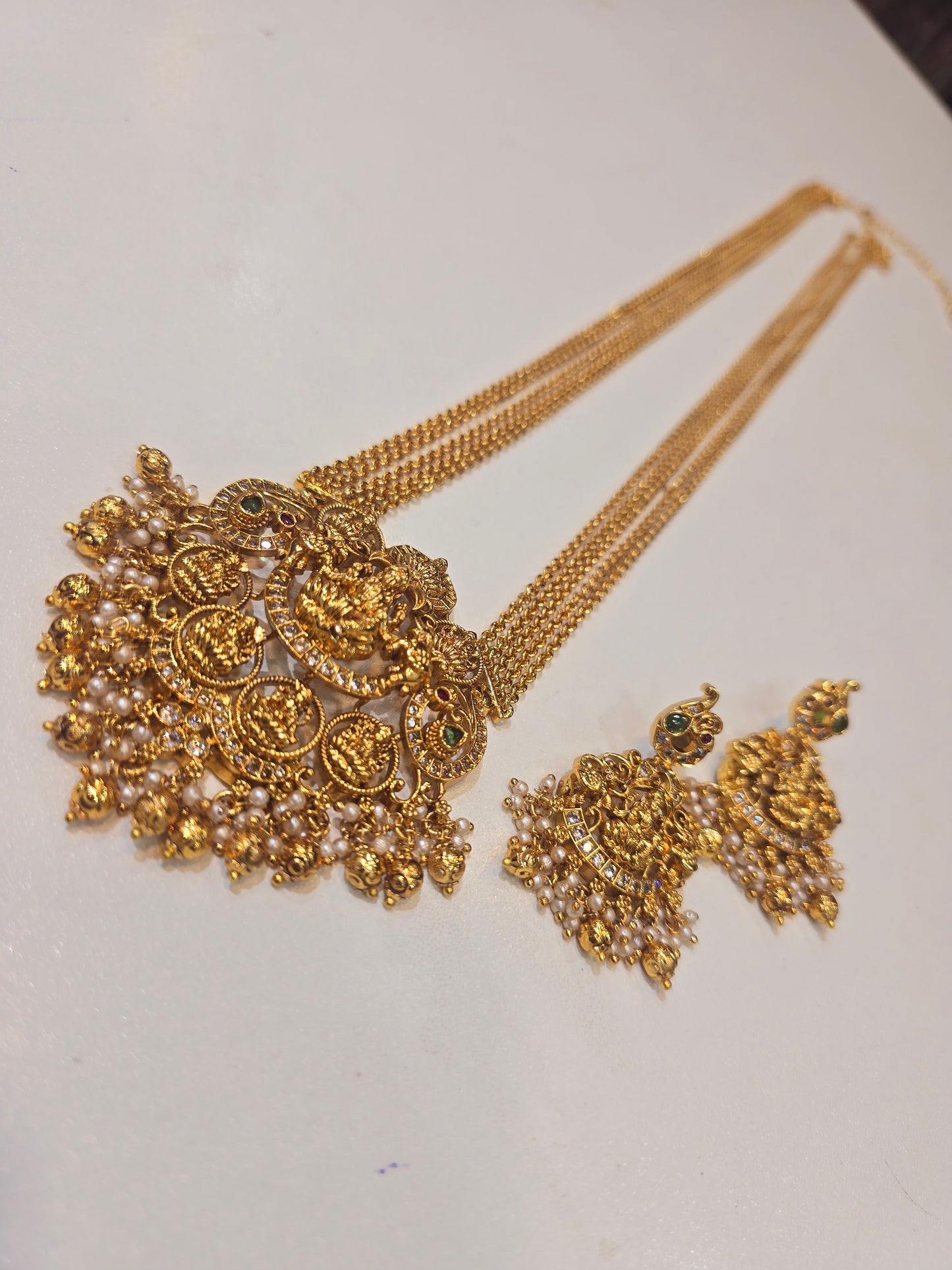 Long dolor chandraharam with earrings - SLS 275J