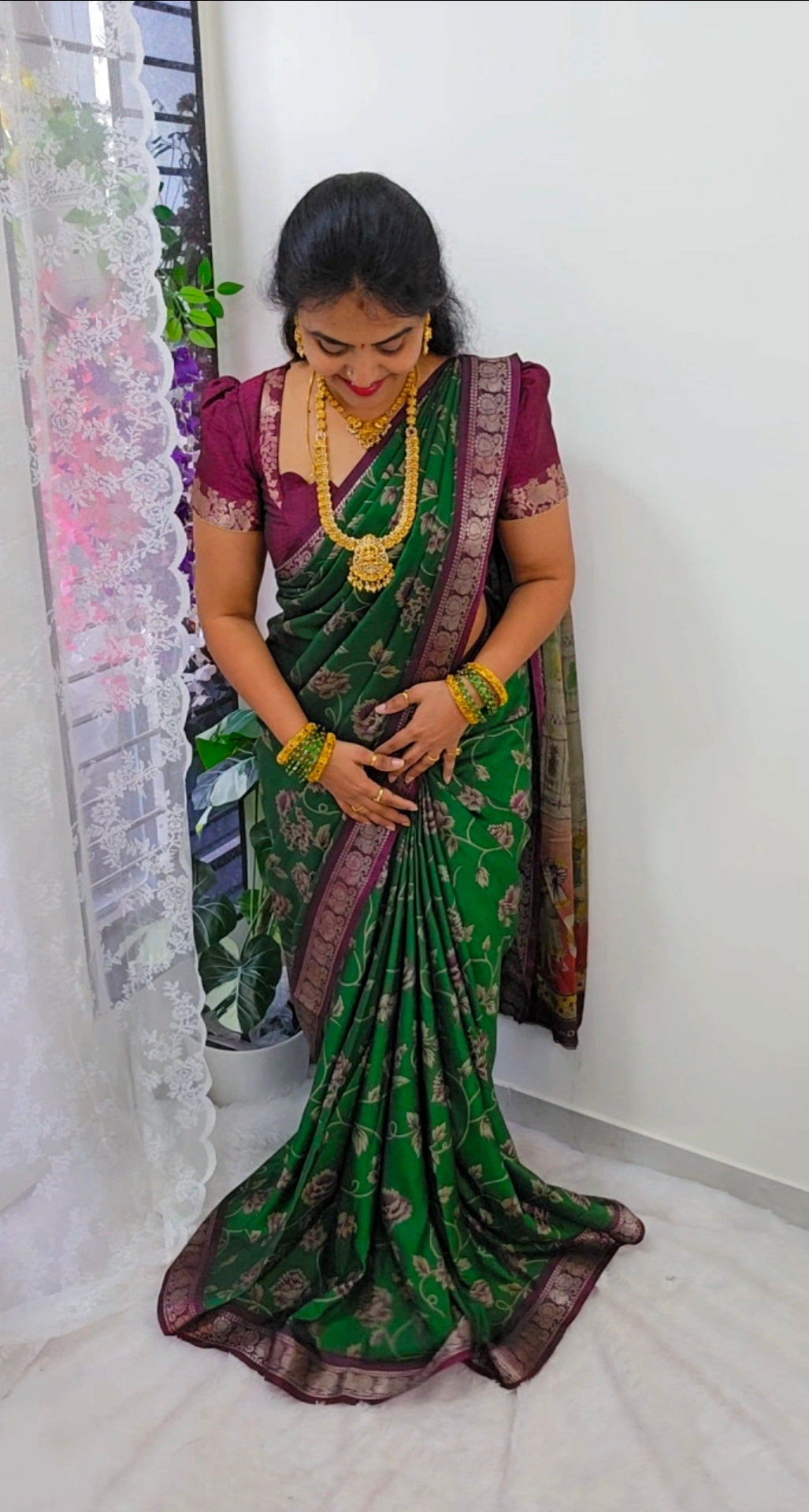 Saree un stiched blouse code SLS 525 ( Free gift )