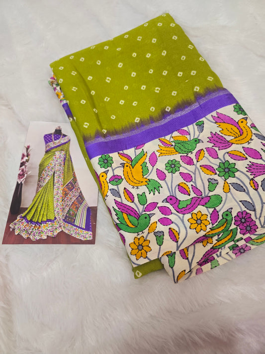 Yellow saree Saree un stiched blouse code SLS 297