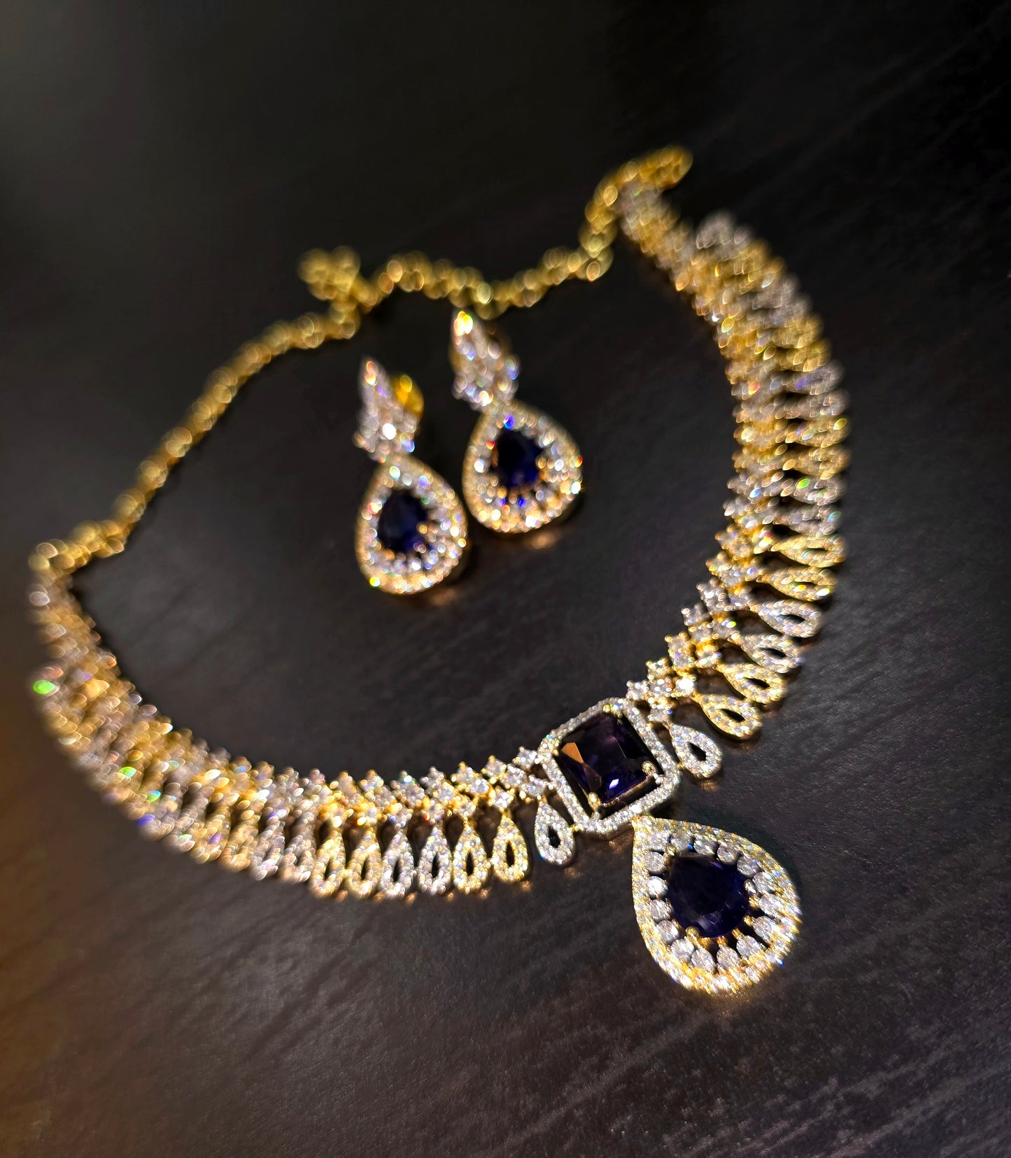Neck set with earrings Code SLS  339 J purple color