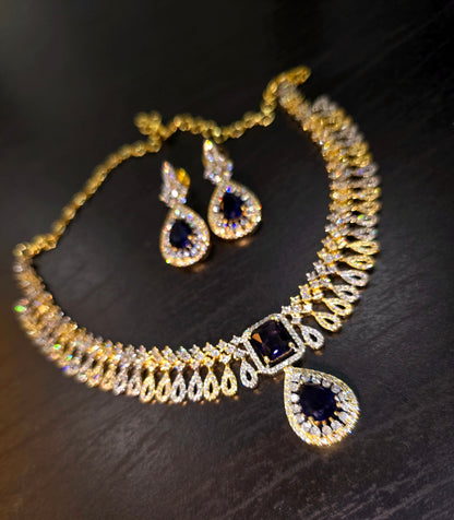 Neck set with earrings Code SLS  339 J purple color