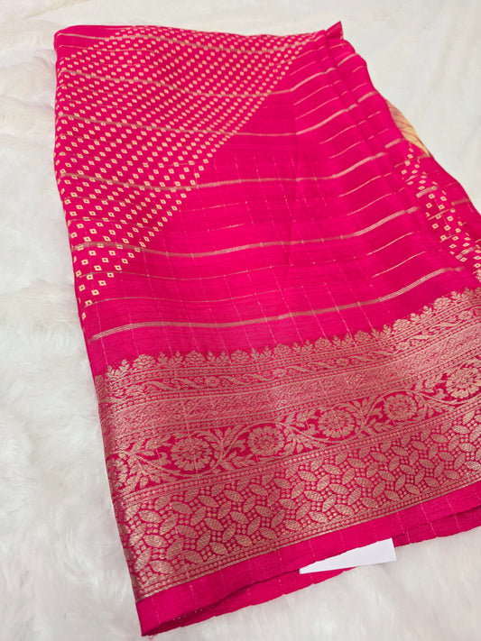 Pink color Saree un stiched blouse code SLS 296